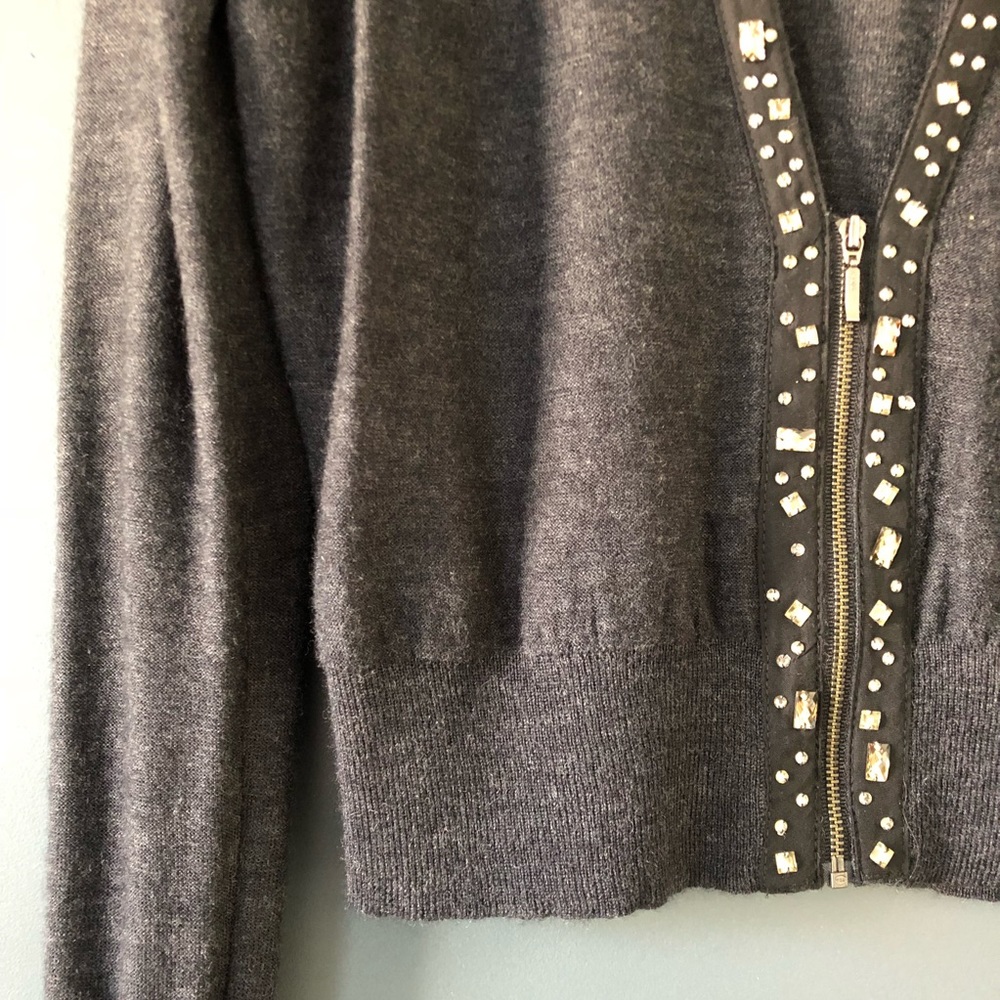 Loft Merino Wool Rhinestone Cardigan - Picture 2 of 6